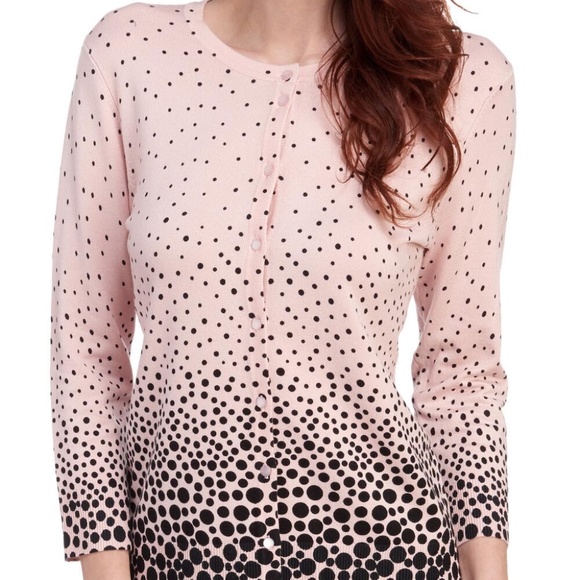 Graduated Dot Crew Neck Cardigan - Picture 2 of 4